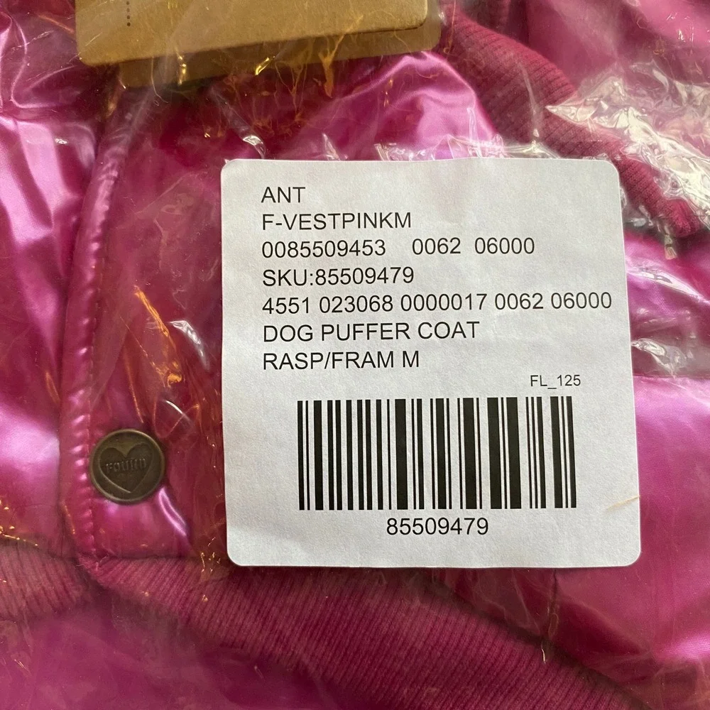 Found My Animal Dog Puffer Coat Raspberry Size Medium Shiny Hooded Pet‎ Jacket